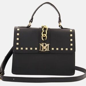 Badgley Mischka Black Satchel with Gold Accents